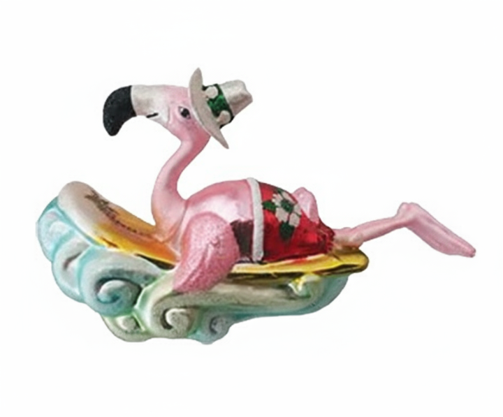HZZ127: Glass Surfing Flamingo