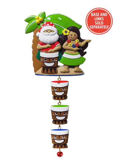 261:  Tiki Drum Santa & Hula Girl