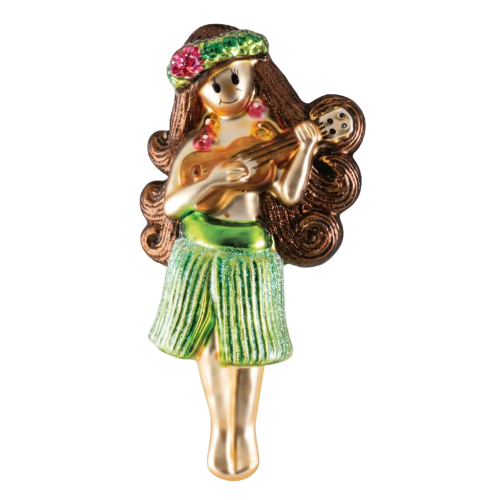 GLS202: Glass Hula Girl w/Ukulele