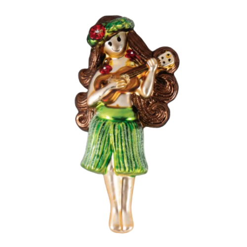 GLS202: Glass Hula Girl w/Ukulele
