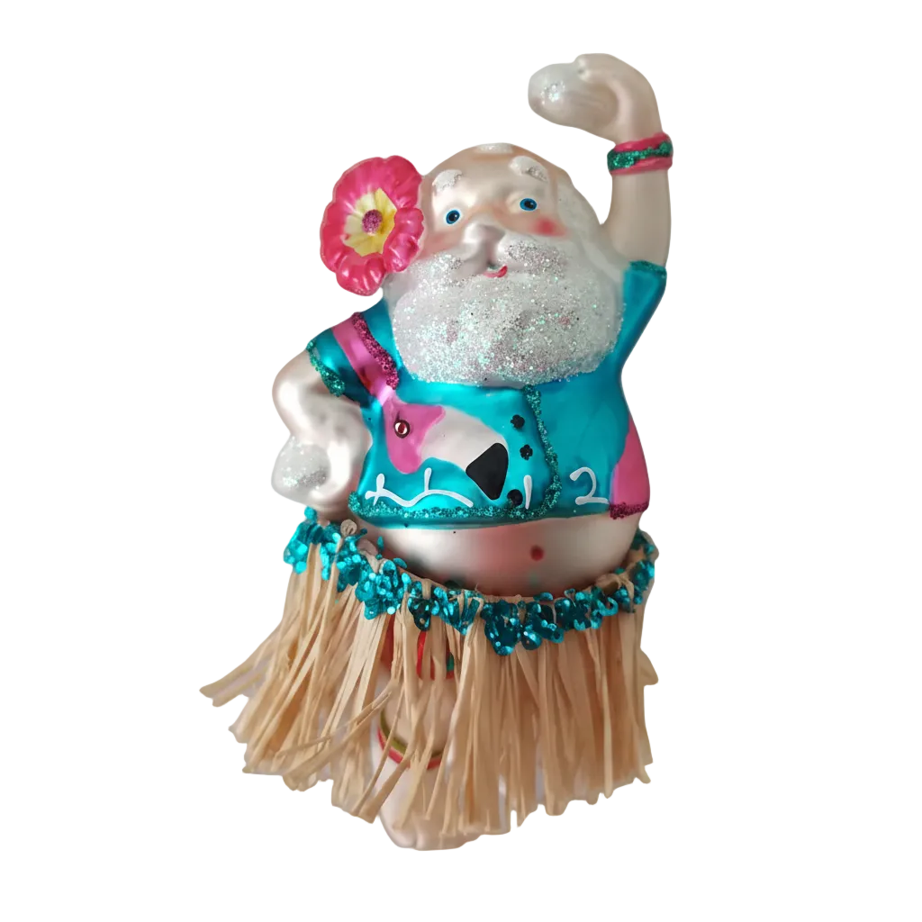 HZZ111: Glass Hula Santa - 12 Pack