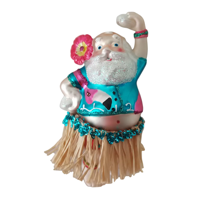 HZZ111: Glass Hula Santa - 12 Pack