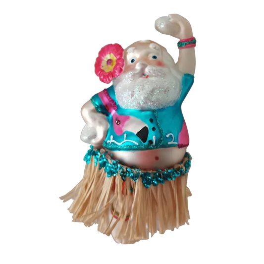 HZZ111: Glass Hula Santa