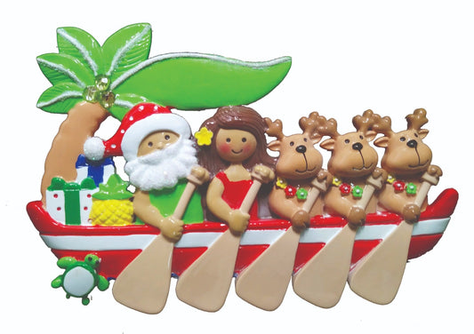 NT305:  Santa & Girl Canoe Paddlers