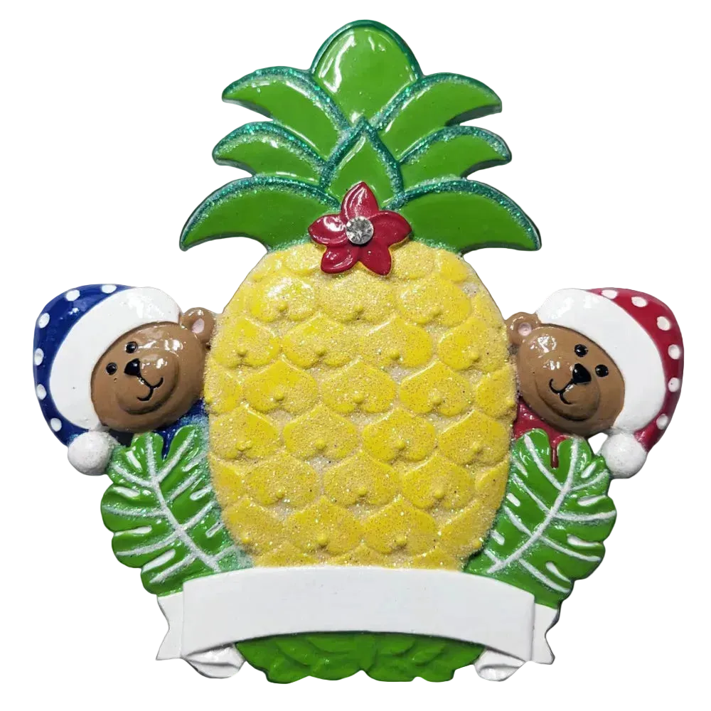 NT312: Pineapple Bears Tabletop Couple.- 12 Pack