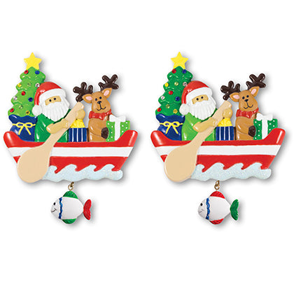 Santa Canoe with Fish Ornament