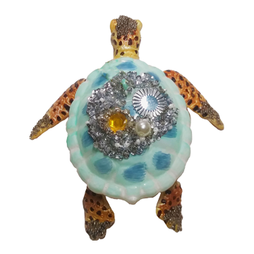 HZZ105: Blue Glass Turtle