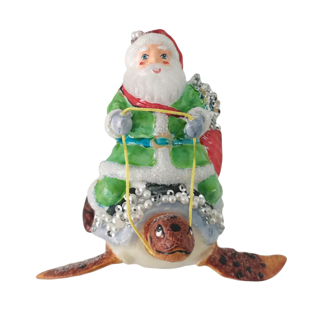 HZZ113: Glass Santa & Turtle - 12 Pack