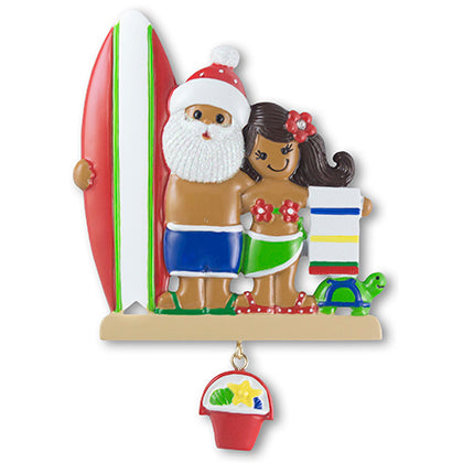 NT215: Tropical Santa & Girl w/ Surfboard