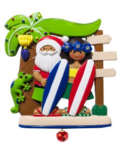 302P: Santa Surfboard Couple w/ Gecko