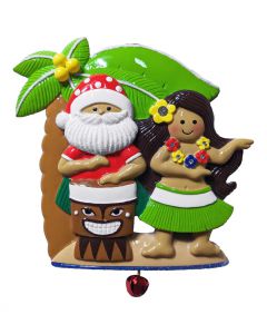 261:  Tiki Drum Santa & Hula Girl