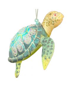 BOW127 SEA TURTLE BLOWN GLS/RESIN ORN