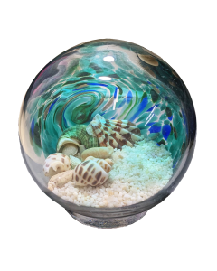 BOW158 BEACH GLOBE W/ SAND & SHELLS