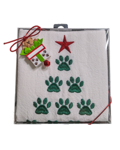 CFE136B CHRISTMAS TREE PAW TOWEL w/MINI ORN BXD