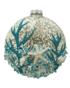 HZZ129: Glass Coral Ornament w/ Silver