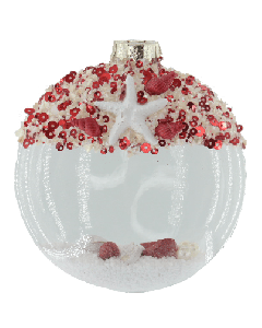 HZZ130CR: Clear Red Beach Disc Ornament