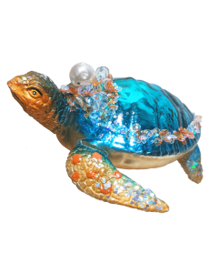 HZZ134: Glass Turtle w/ Pearls