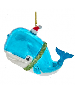 KSA433 WHALE GLASS ORN