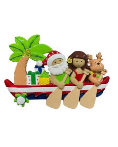 NT303:  Santa & Girl Canoe Paddlers family of 3 