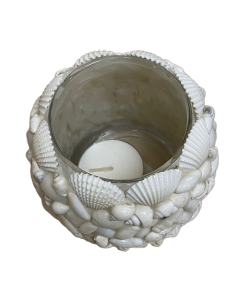 WS235 WHT SHELL GLS CANDLE HOLDER 3"x4"