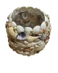 WS247 GLS CANDLE HOLDER w/MIX SHELLS